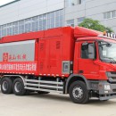 海山機械挖掘抽吸車奔赴天津港救援順利發出